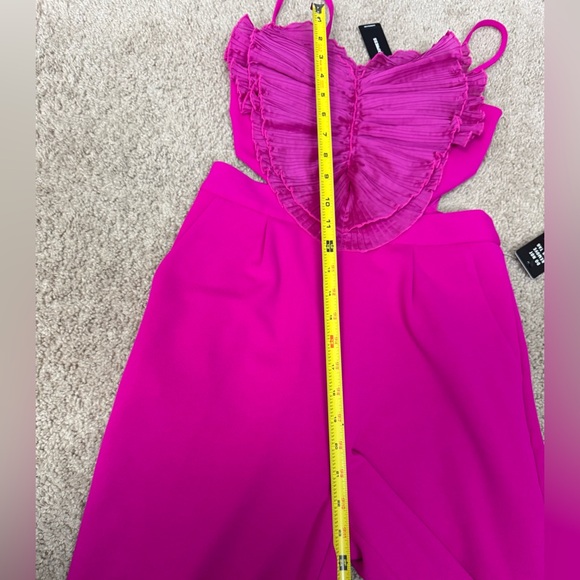 Express Fuchsia Ruffle Bustier Jumpsuit XS | NWT Evening Party - Picture 5 of 8